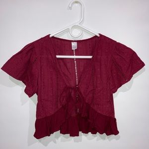 Forever 21 Maroon Tie Blouse